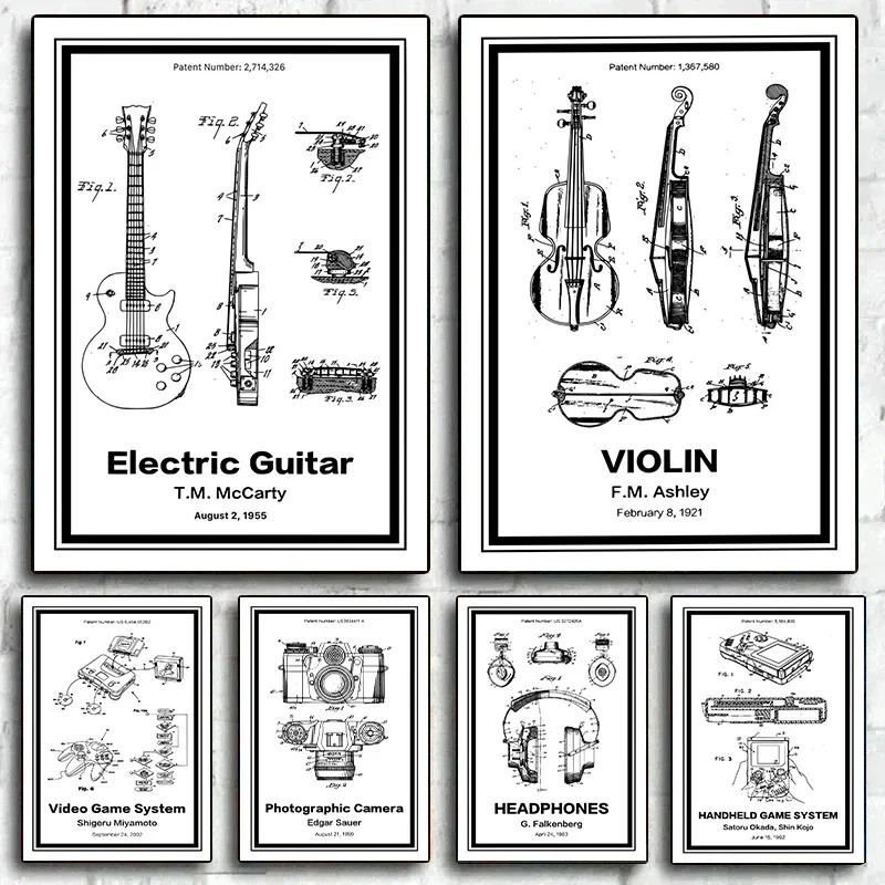 Musical Instrument Video - Musical Instrument Patents Posters Canvas Painting