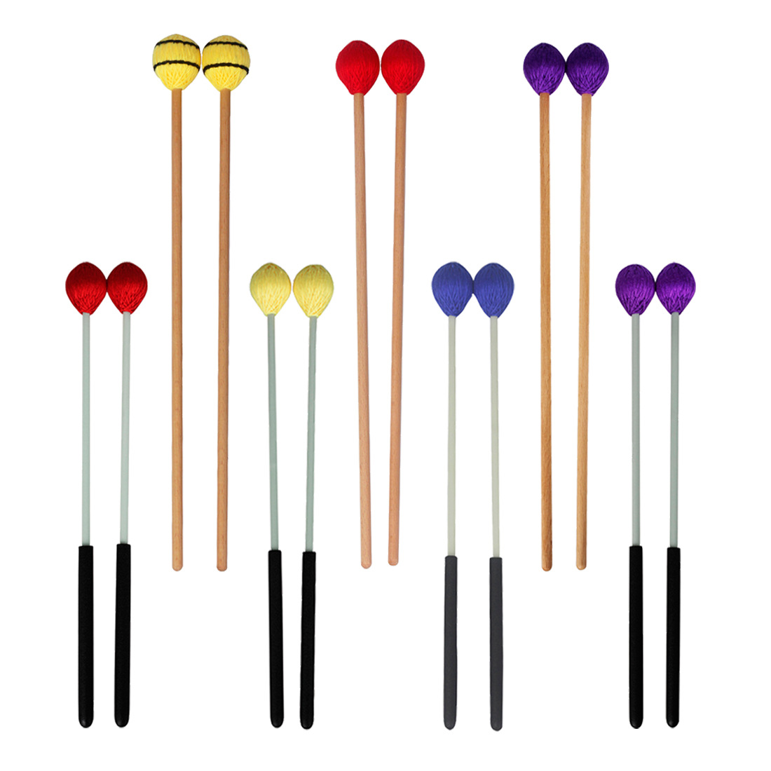 Musical Instrument Mallet - 2Pcs Marimba Mallets Color Yarn‑Wrapped Head